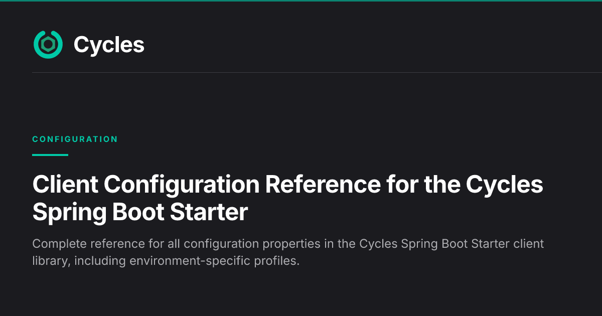 Client Configuration Reference for the Cycles Spring Boot Starter
