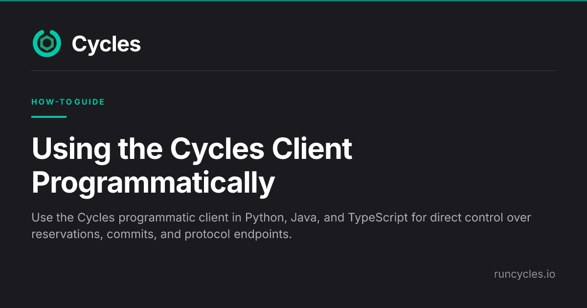 Using the Cycles Client Programmatically