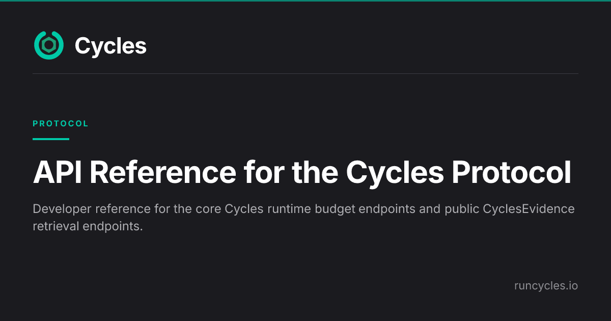 API Reference for the Cycles Protocol