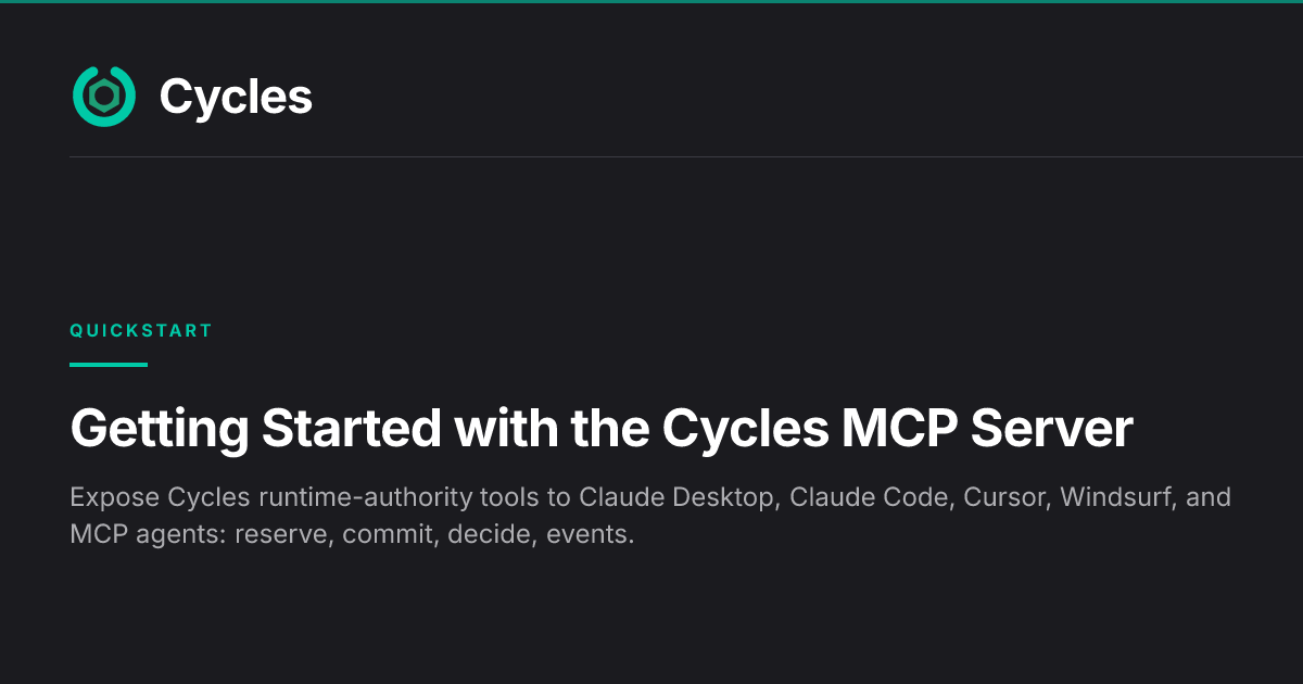 Getting Started with the Cycles MCP Server